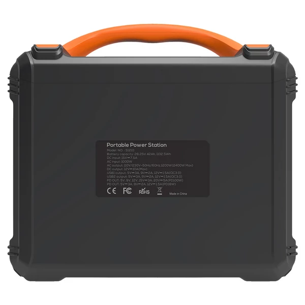 NEWSMY S1210 hordozható erőmű 1200 W / 1102,5 Wh, LiFeMnPO4 akkumulátor, 1,2 órás gyorstöltés, PD 100 W, 230 V tiszta szinusz (csúcs 2400 W)