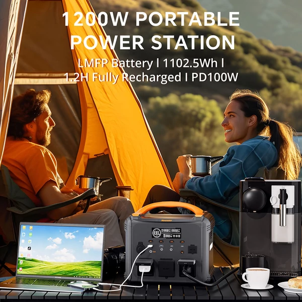 NEWSMY S1210 hordozható erőmű 1200 W / 1102,5 Wh, LiFeMnPO4 akkumulátor, 1,2 órás gyorstöltés, PD 100 W, 230 V tiszta szinusz (csúcs 2400 W)