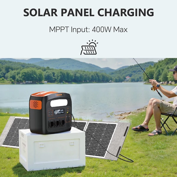 NECESPOW N1200 hordozható erőmű 1102,5Wh LiFePO4 akkumulátorral, 1800W (3000W csúcs), USB-C PD 100W, LED lámpa, 10 kimenet – kemping, lakóautó, vészhelyzet