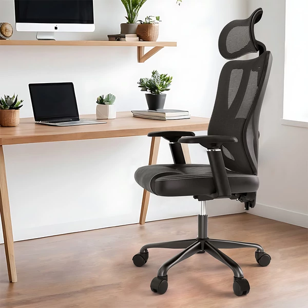 ACGAM CG-5455M ergonomikus gamer irodai szék, PVC ülőpárna, állítható karfa és fejtámla, 4D deréktámasz, szinkron dönthető háttámla