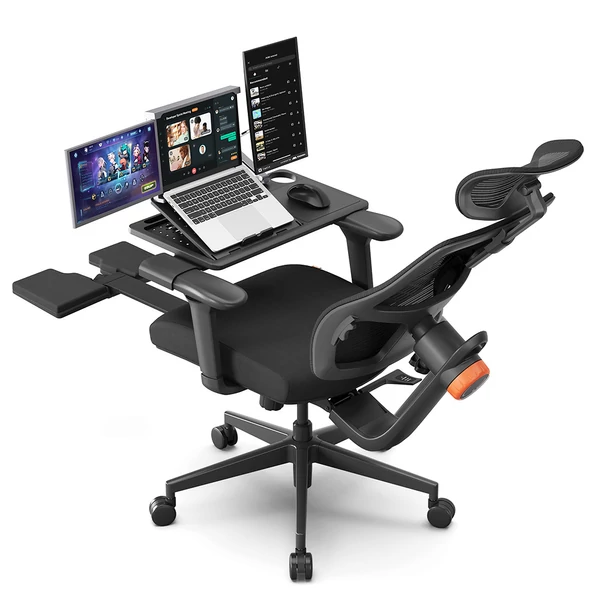 NEWTRAL MagicH-BP ergonomikus irodai szék lábtartóval és levehető asztallappal - fekete