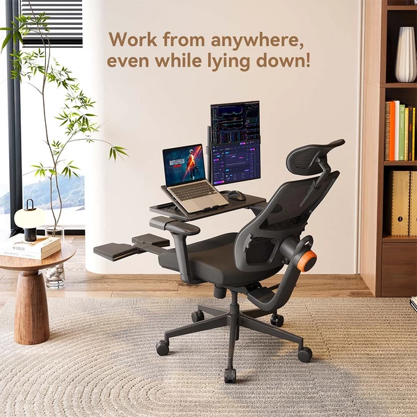 NEWTRAL MagicH-BP ergonomikus irodai szék lábtartóval és levehető asztallappal - fekete