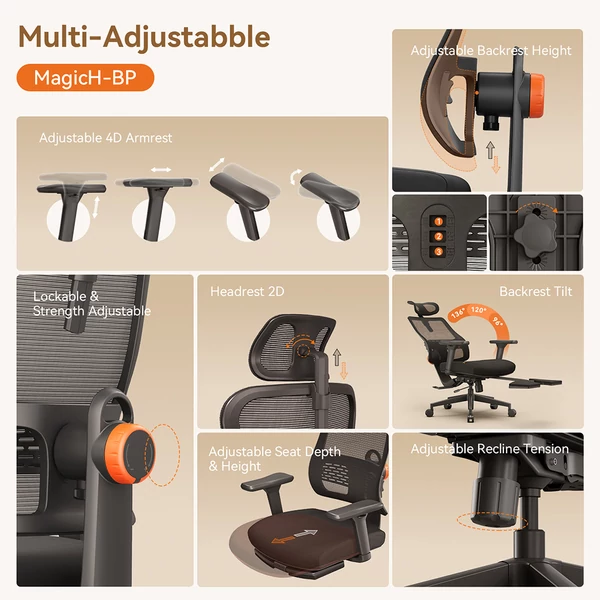 NEWTRAL MagicH-BP ergonomikus irodai szék lábtartóval és levehető asztallappal - fekete