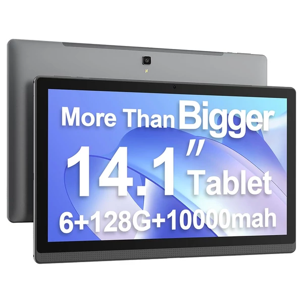 MESWAO B1 tablet 14,1" Full HD IPS kijelzővel, 6GB RAM, 128GB tárhely, Android 13, WiFi 5, BT 5.2, 13+5MP, 10000mAh, 4 hangszóró - Szürke