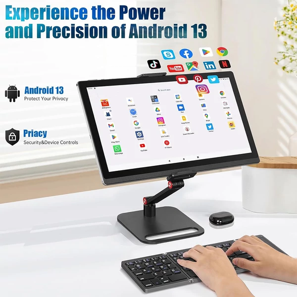 MESWAO B1 tablet 14,1" Full HD IPS kijelzővel, 6GB RAM, 128GB tárhely, Android 13, WiFi 5, BT 5.2, 13+5MP, 10000mAh, 4 hangszóró - Szürke