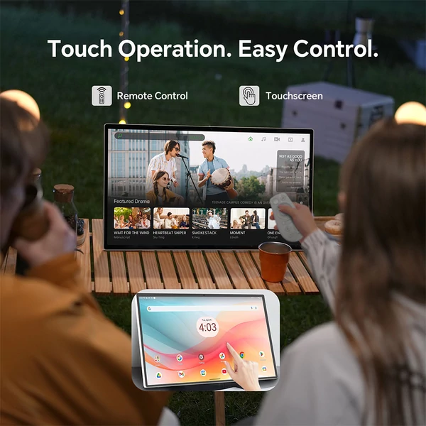 KTC A25Q5 hordozható érintőképernyős monitor, 24,5", Android 14, 8/128GB, Google EDLA, 1080P IPS, 8MP kamera, 8 óra akku, forgatható állvány