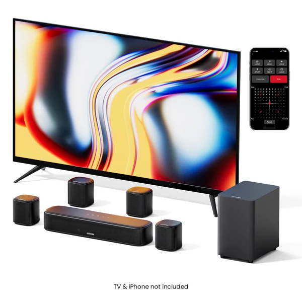 Ultimea Aura A40 7.1 csatornás soundbar szett mélynyomóval, appvezérlés, 10 sávos EQ, 121 előbeállítás, Bluetooth 5.3, 330W csúcsteljesítmény
