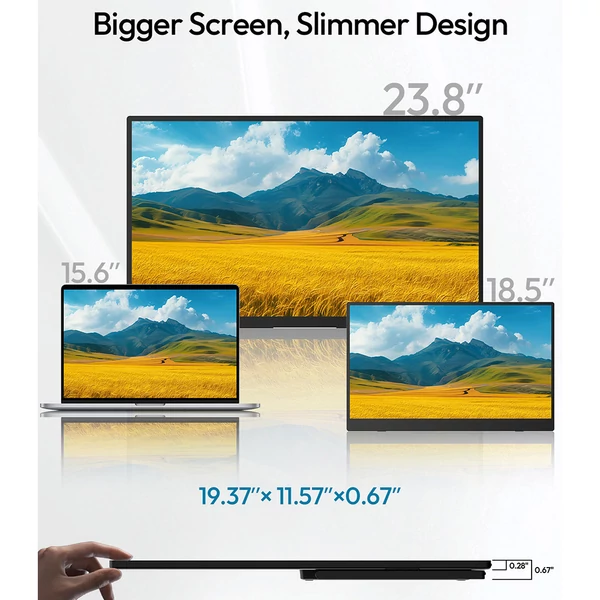 MESWAO S238 23,8" hordozható monitor – 1080P FHD IPS, 120Hz, 100% sRGB, beépített hangszóró, Type-C/HDMI, VESA