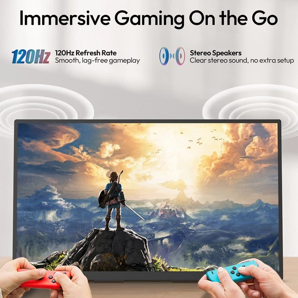 MESWAO S238 23,8" hordozható monitor – 1080P FHD IPS, 120Hz, 100% sRGB, beépített hangszóró, Type-C/HDMI, VESA