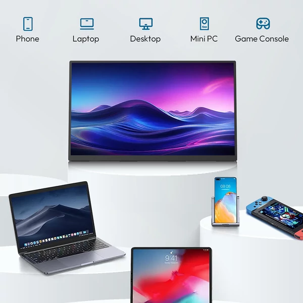 MESWAO S238 23,8" hordozható monitor – 1080P FHD IPS, 120Hz, 100% sRGB, beépített hangszóró, Type-C/HDMI, VESA