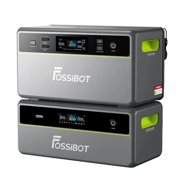 FOSSiBOT FBP1200 hordozható erőmű 1958Wh LiFePO4, bővíthető 9790Wh-ig, 1200W kimenet, AI energiamenedzsment, IP65