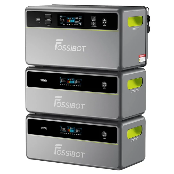 FOSSiBOT FBP1200 hordozható erőmű 1958Wh LiFePO4, bővíthető 9790Wh-ig, 1200W kimenet, AI energiamenedzsment, IP65