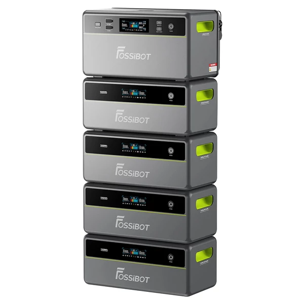 FOSSiBOT FBP1200 hordozható erőmű 1958Wh LiFePO4, bővíthető 9790Wh-ig, 1200W kimenet, AI energiamenedzsment, IP65
