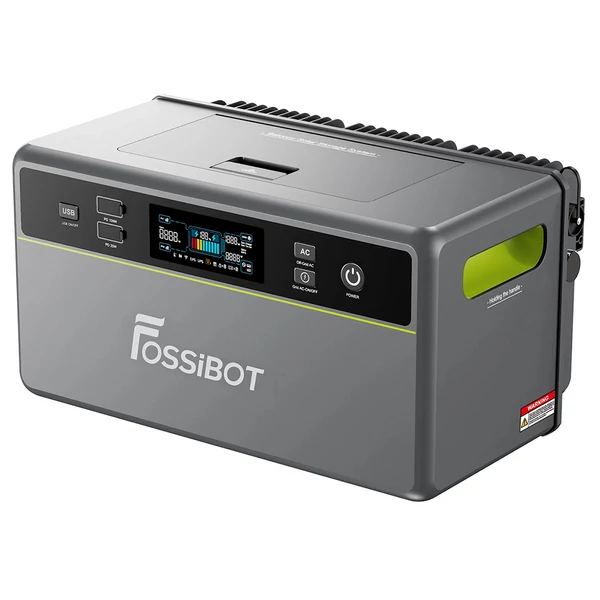 FOSSiBOT FBP1200 hordozható erőmű 1958Wh LiFePO4, bővíthető 9790Wh-ig, 1200W kimenet, AI energiamenedzsment, IP65