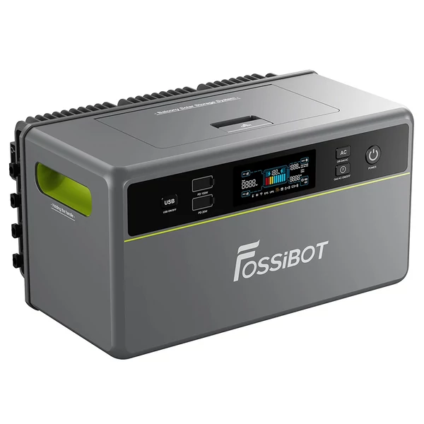 FOSSiBOT FBP1200 hordozható erőmű 1958Wh LiFePO4, bővíthető 9790Wh-ig, 1200W kimenet, AI energiamenedzsment, IP65