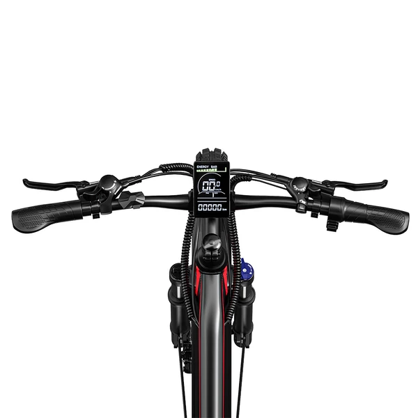 RANDRIDE YG90B elektromos kerékpár 1000W, 45 km/h, 48V 17Ah kivehető akkumulátor, 80–90 km hatótáv, Shimano 21, hidraulikus fék, fekete-piros