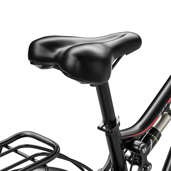 RANDRIDE YG90B elektromos kerékpár 1000W, 45 km/h, 48V 17Ah kivehető akkumulátor, 80–90 km hatótáv, Shimano 21, hidraulikus fék, fekete-piros