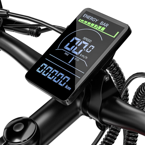 RANDRIDE YG90B elektromos kerékpár 1000W, 45 km/h, 48V 17Ah kivehető akkumulátor, 80–90 km hatótáv, Shimano 21, hidraulikus fék, fekete-piros