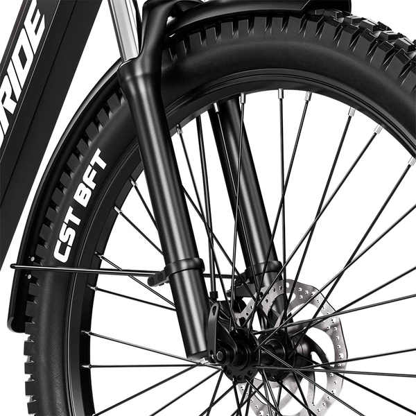 RANDRIDE YG90B elektromos kerékpár 1000W, 45 km/h, 48V 17Ah kivehető akkumulátor, 80–90 km hatótáv, Shimano 21, hidraulikus fék, fekete-piros