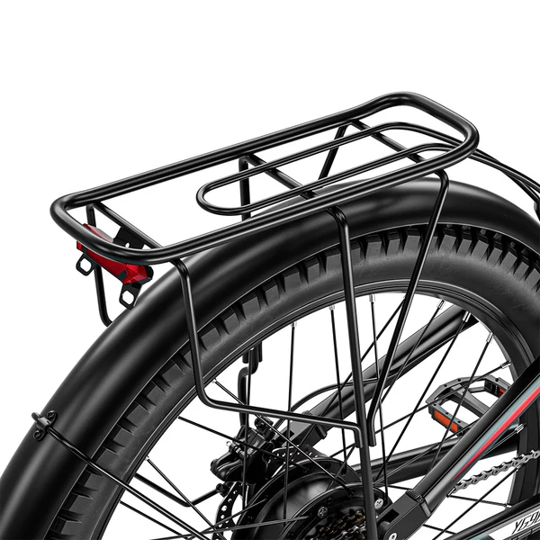 RANDRIDE YG90B elektromos kerékpár 1000W, 45 km/h, 48V 17Ah kivehető akkumulátor, 80–90 km hatótáv, Shimano 21, hidraulikus fék, fekete-piros