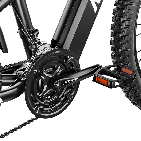 RANDRIDE YG90B elektromos kerékpár 1000W, 45 km/h, 48V 17Ah kivehető akkumulátor, 80–90 km hatótáv, Shimano 21, hidraulikus fék, fekete-piros