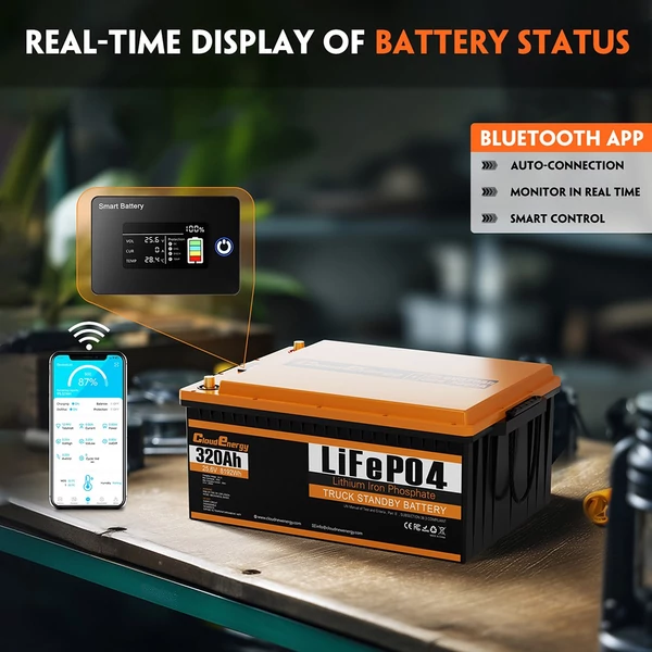 Cloudenergy 25,6V 320Ah LiFePO4 akkumulátorcsomag, 8192Wh, beépített 200A BMS, 6000+ ciklus