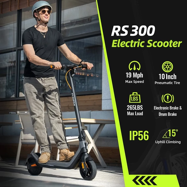 CUNFON RS300 elektromos roller 500 W motorral, 36 V 10,4 Ah akkumulátorral, 10" kerekekkel, 30 km/h max., 40 km hatótáv, dobfék + e-fék, appvezérlés