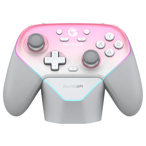 GameSir Super Nova gaming kontroller – Hall effect karok és ravaszok, levehető előlap, RGB világítás, PC/Android/iOS/Switch kompatibilis, rózsaszín