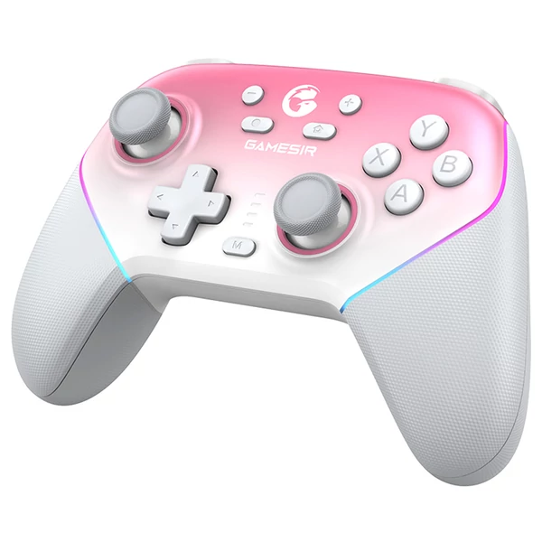 GameSir Super Nova gaming kontroller – Hall effect karok és ravaszok, levehető előlap, RGB világítás, PC/Android/iOS/Switch kompatibilis, rózsaszín
