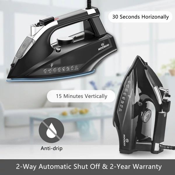Moosoo SG-8005-1 1800W gőzölős vasaló, 470 ml víztartály, 4 hőfok, öntisztító és csepegésgátló, gyors felfűtés