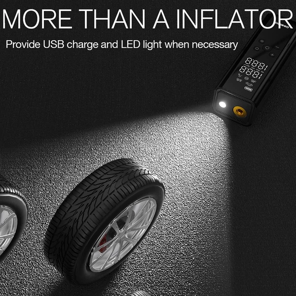 GOOLOO GT150 hordozható akkumulátoros kompresszor és elektromos pumpa, 150 PSI, 7500mAh, automata leállítás, autó/motor/kerékpár
