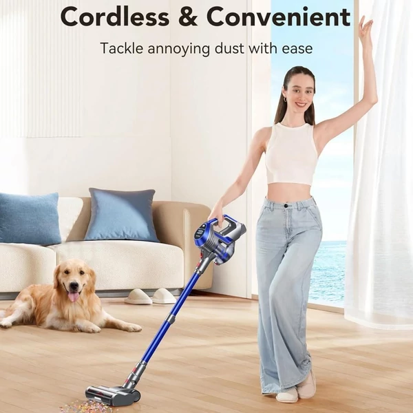 MOOSOO AC1 vezeték nélküli állóporszívó: 28000Pa szívóerő, 40 perc üzemidő, 120W motor, 800ml tartály, LED kijelző és 5 lépcsős szűrés
