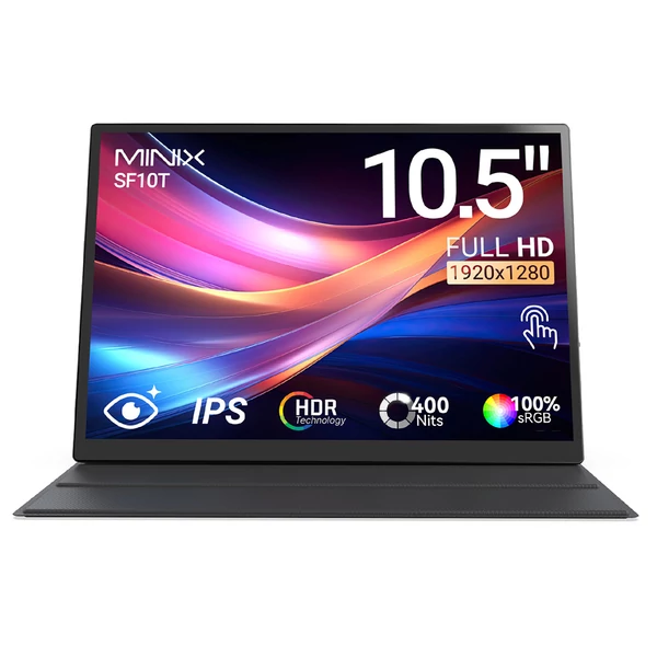MINIX SF10T 10,5" hordozható érintőmonitor, 1920x1280 IPS, HDR, Free-Sync, 2x USB-C, Mini HDMI, beépített hangszórók