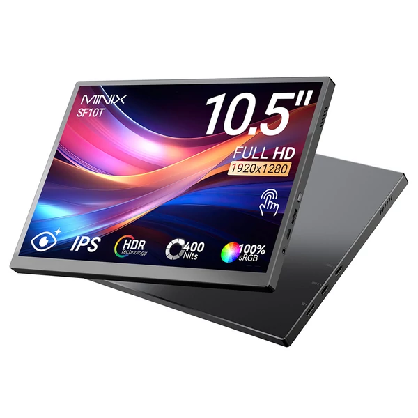 MINIX SF10T 10,5" hordozható érintőmonitor, 1920x1280 IPS, HDR, Free-Sync, 2x USB-C, Mini HDMI, beépített hangszórók