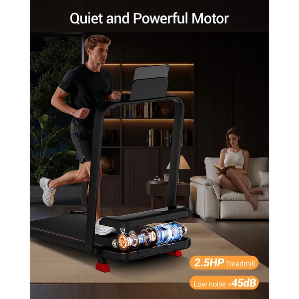 ROBORE U18F összecsukható futópad otthonra és irodába, 15% dőlésszög, 10,5 km/h, 2,5 LE motor, 3 szint, 136 kg, LED kijelző, halk működés