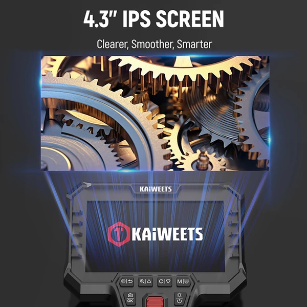 KAIWEETS KBA02 Artikulációs Endoszkóp Kamera: 6.5mm szonda, 210° forgatható fej, 1080P IPS kijelző, IP67 vízálló, 1.6m kábel