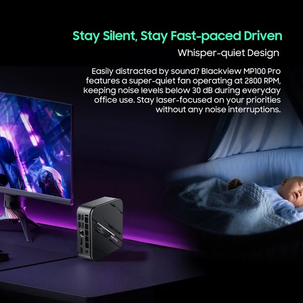 Blackview MP100 Pro Mini PC, Intel i9-12900HK, 16GB RAM, 1TB SSD, Triple 4K kijelző, WiFi 6, BT 5.2, Win 11 Pro