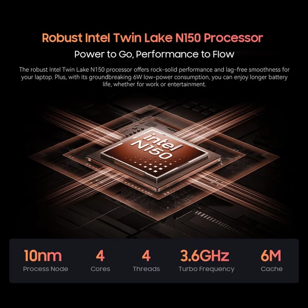 Blackview AceBook 6 laptop, 15,6" FHD IPS, Intel N150 (3.6GHz), 16GB RAM, 512GB SSD, USB 3.2, HDMI, Type-C, WiFi, BT - Szürke