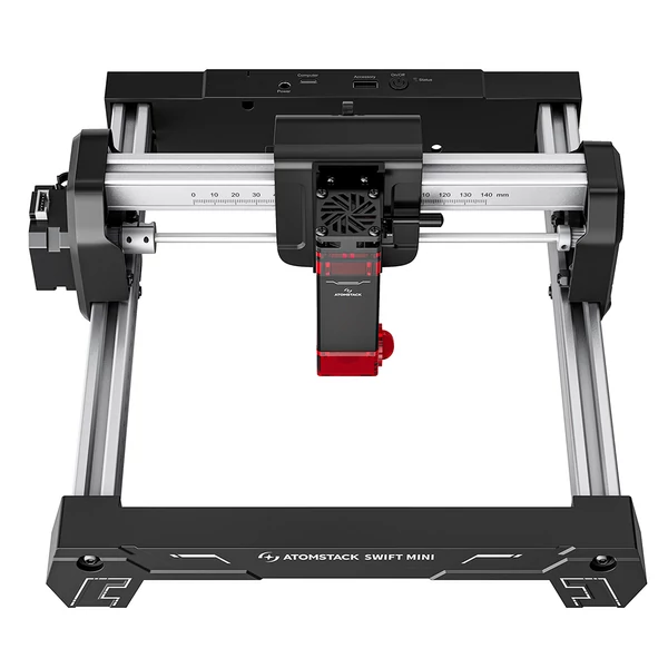 ATOMSTACK Swift Mini 3W lézergravírozó: 135x145mm, 10000mm/perc, 0,04mm pontosság, AI képalkotás, kompakt asztali fém és fa gravírozó