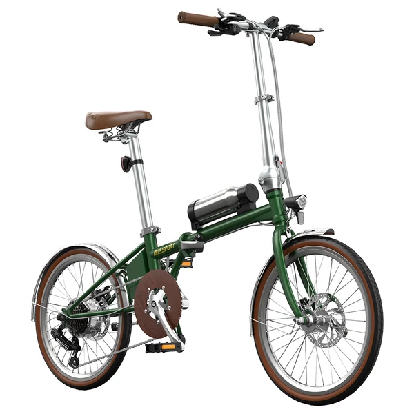 ONESPORT OT02 Pro összecsukható elektromos kerékpár, 250W, 36V 5.2Ah, 20", 25km/h, 25km hatótáv, Shimano 7 sebesség, tárcsafék - Zöld