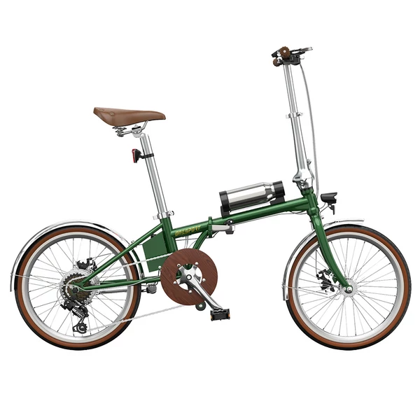 ONESPORT OT02 Pro összecsukható elektromos kerékpár, 250W, 36V 5.2Ah, 20", 25km/h, 25km hatótáv, Shimano 7 sebesség, tárcsafék - Zöld