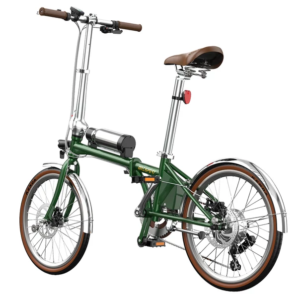 ONESPORT OT02 Pro összecsukható elektromos kerékpár, 250W, 36V 5.2Ah, 20", 25km/h, 25km hatótáv, Shimano 7 sebesség, tárcsafék - Zöld