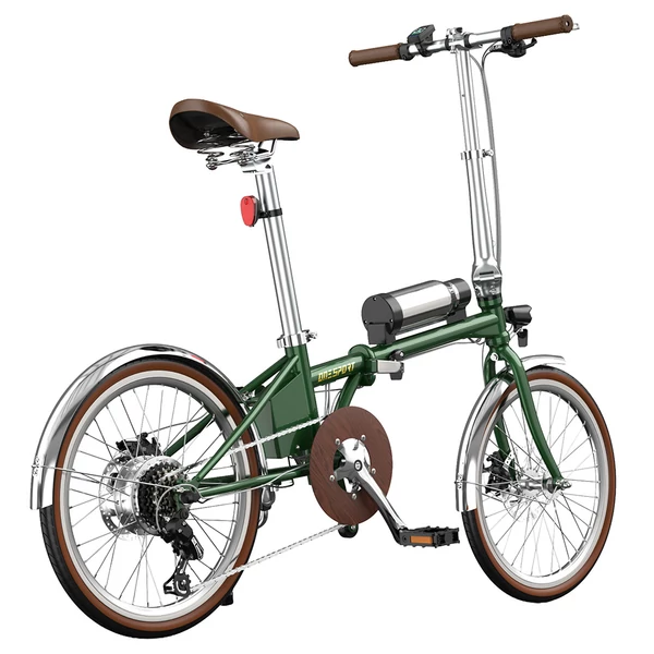 ONESPORT OT02 Pro összecsukható elektromos kerékpár, 250W, 36V 5.2Ah, 20", 25km/h, 25km hatótáv, Shimano 7 sebesség, tárcsafék - Zöld
