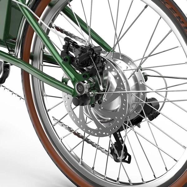 ONESPORT OT02 Pro összecsukható elektromos kerékpár, 250W, 36V 5.2Ah, 20", 25km/h, 25km hatótáv, Shimano 7 sebesség, tárcsafék - Zöld