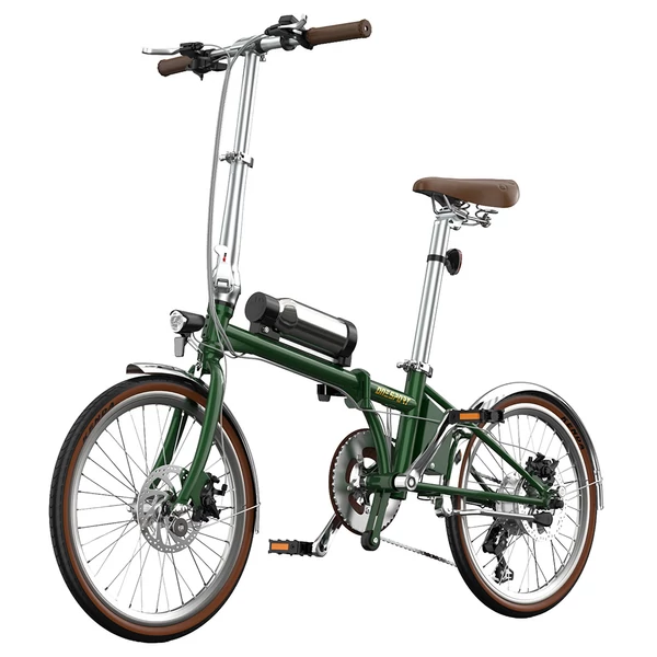 ONESPORT OT02 Pro összecsukható elektromos kerékpár, 250W, 36V 5.2Ah, 20", 25km/h, 25km hatótáv, Shimano 7 sebesség, tárcsafék - Zöld