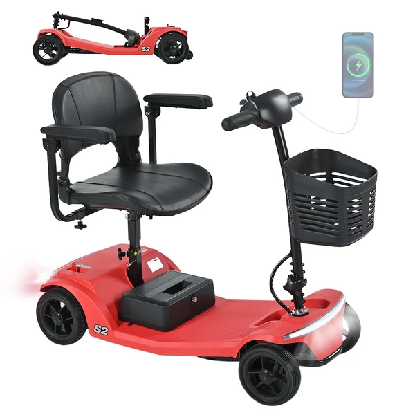 Sweetrich S2 elektromos moped: 250W motor, 15km hatótáv, 6km/h sebesség - Piros
