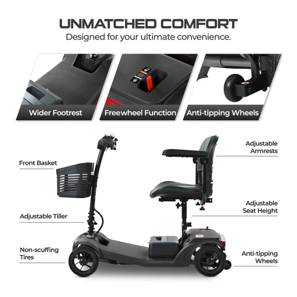 Sweetrich S2 elektromos moped: 250W motor, 15km hatótáv, 6km/h sebesség - Fekete