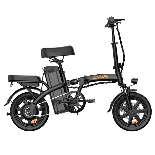 URLIFE F1L összecsukható elektromos kerékpár – 250W, 48V 7.5Ah, 14", 25km/h, 60km hatótáv, tárcsafék, kettős lengéscsillapító, LCD – Fekete
