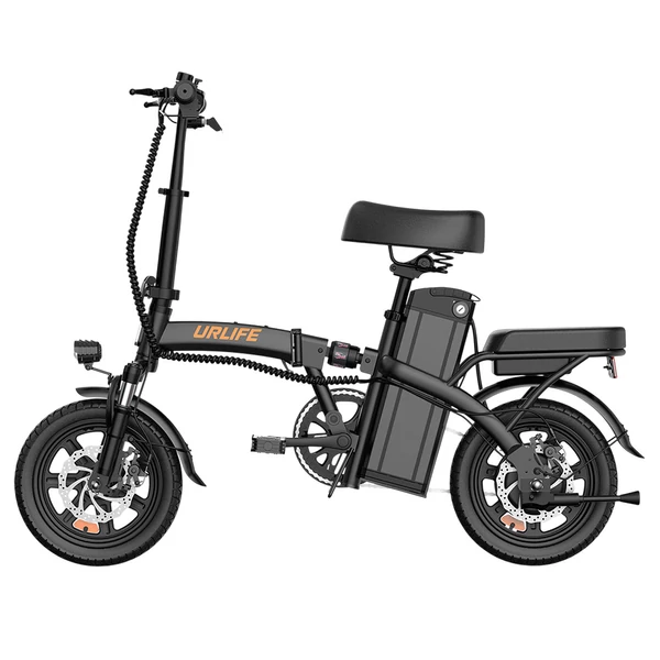 URLIFE F1L összecsukható elektromos kerékpár – 250W, 48V 7.5Ah, 14", 25km/h, 60km hatótáv, tárcsafék, kettős lengéscsillapító, LCD – Fekete