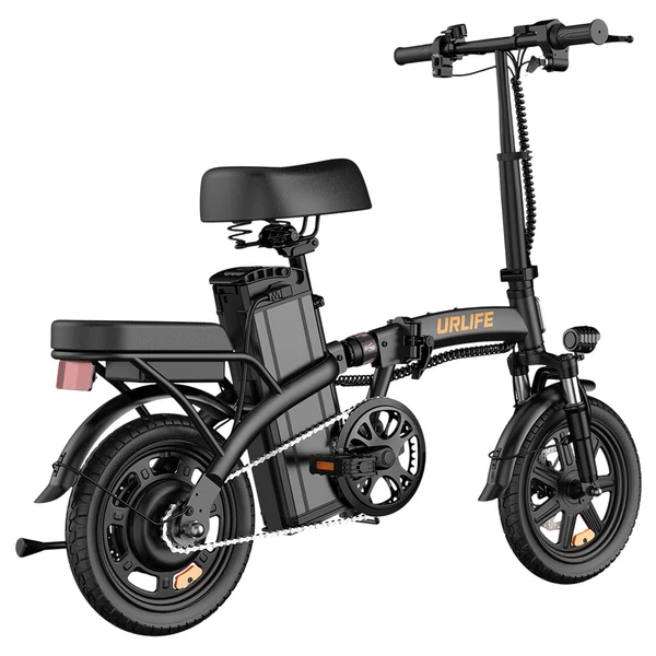 URLIFE F1L összecsukható elektromos kerékpár – 250W, 48V 7.5Ah, 14", 25km/h, 60km hatótáv, tárcsafék, kettős lengéscsillapító, LCD – Fekete